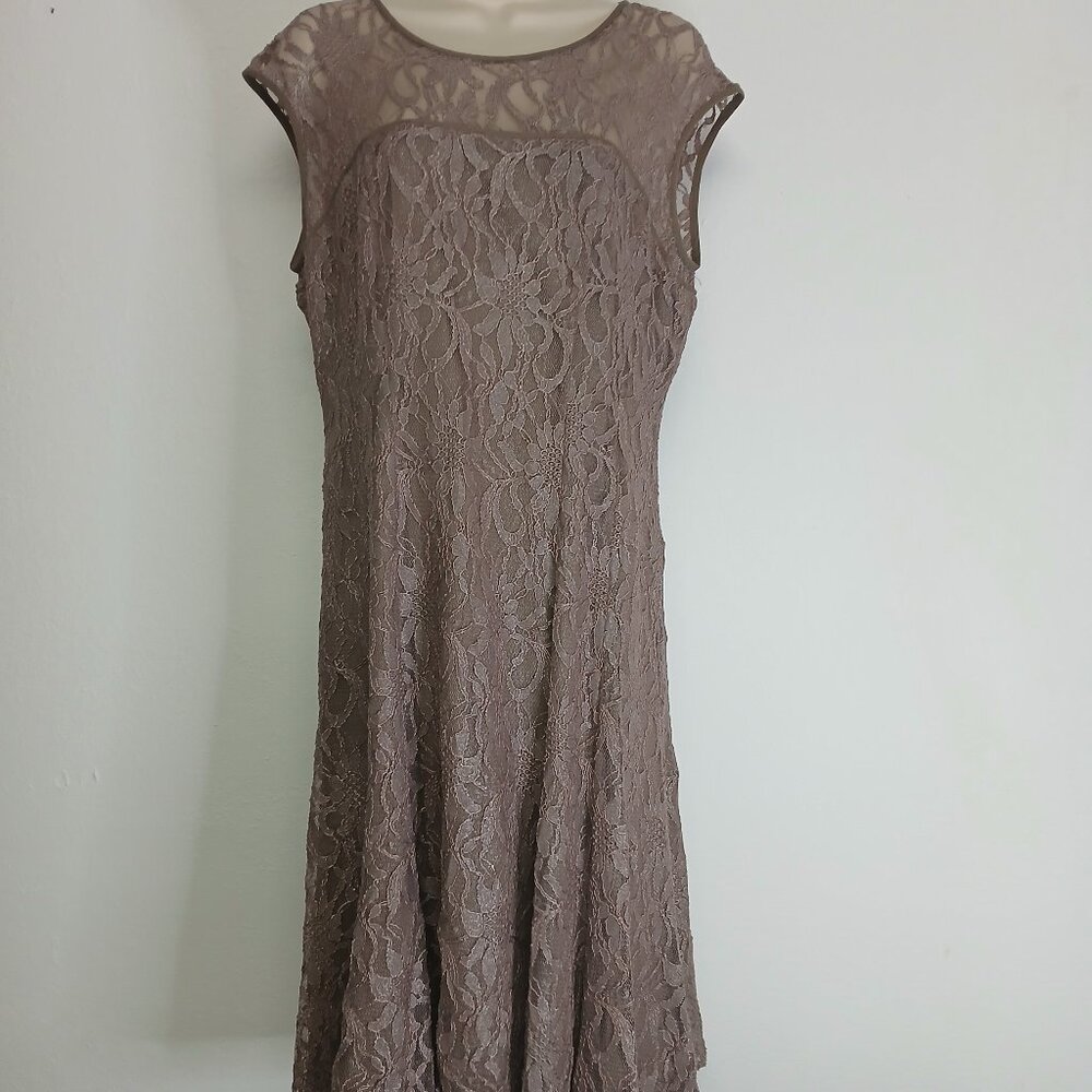 NWOT Anne Klein metallic tan Lace midi dress size 12 - Picture 1 of 12